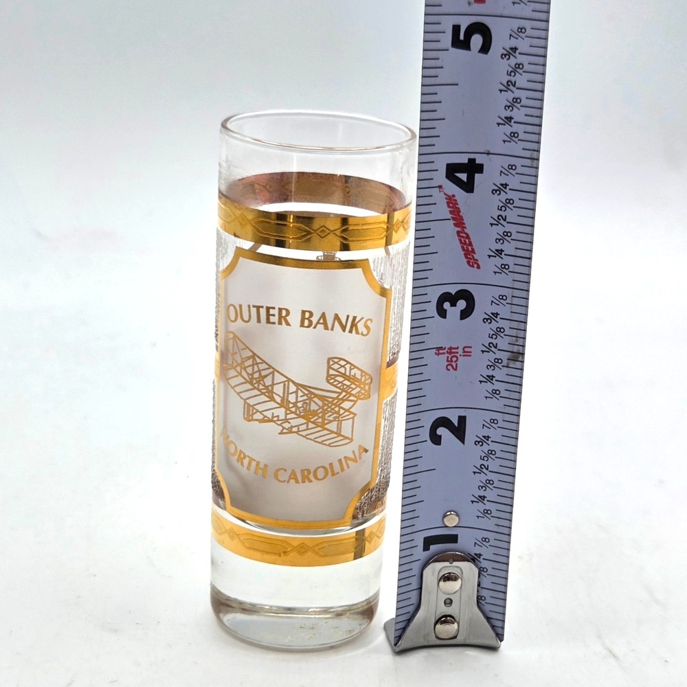 TALL Culver Clear Shot Glass Outter Banks Wright Brothers National Memorial 22K - Picture 6 of 6